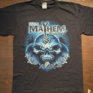 Mayhem Festival 2008 first annual T-Shirt. FREE guitar pick with purchase!